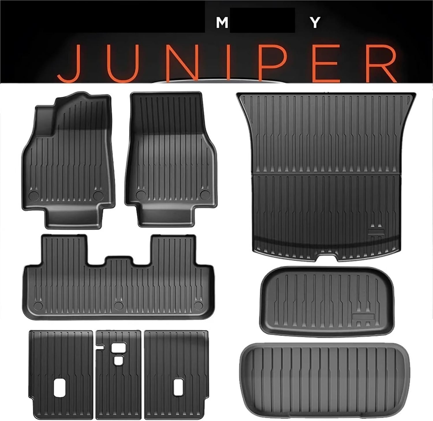 Compatible for Tesla New Model Y Launch 2025+ Juniper 2025+ TPE Floor Mats & Cargo Liner, All Weather Trunk Mats Floor Liner Backrest Mats(Red,Left Hand Drive)