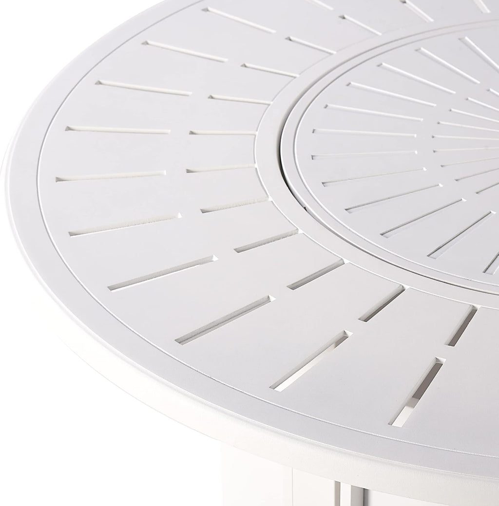 Oakland Living Round 44 in. x 44 in. Aluminum Propane Fire Pit Table with Glass Beads, Two Covers, Lid, 57,000 BTUs in White Finish