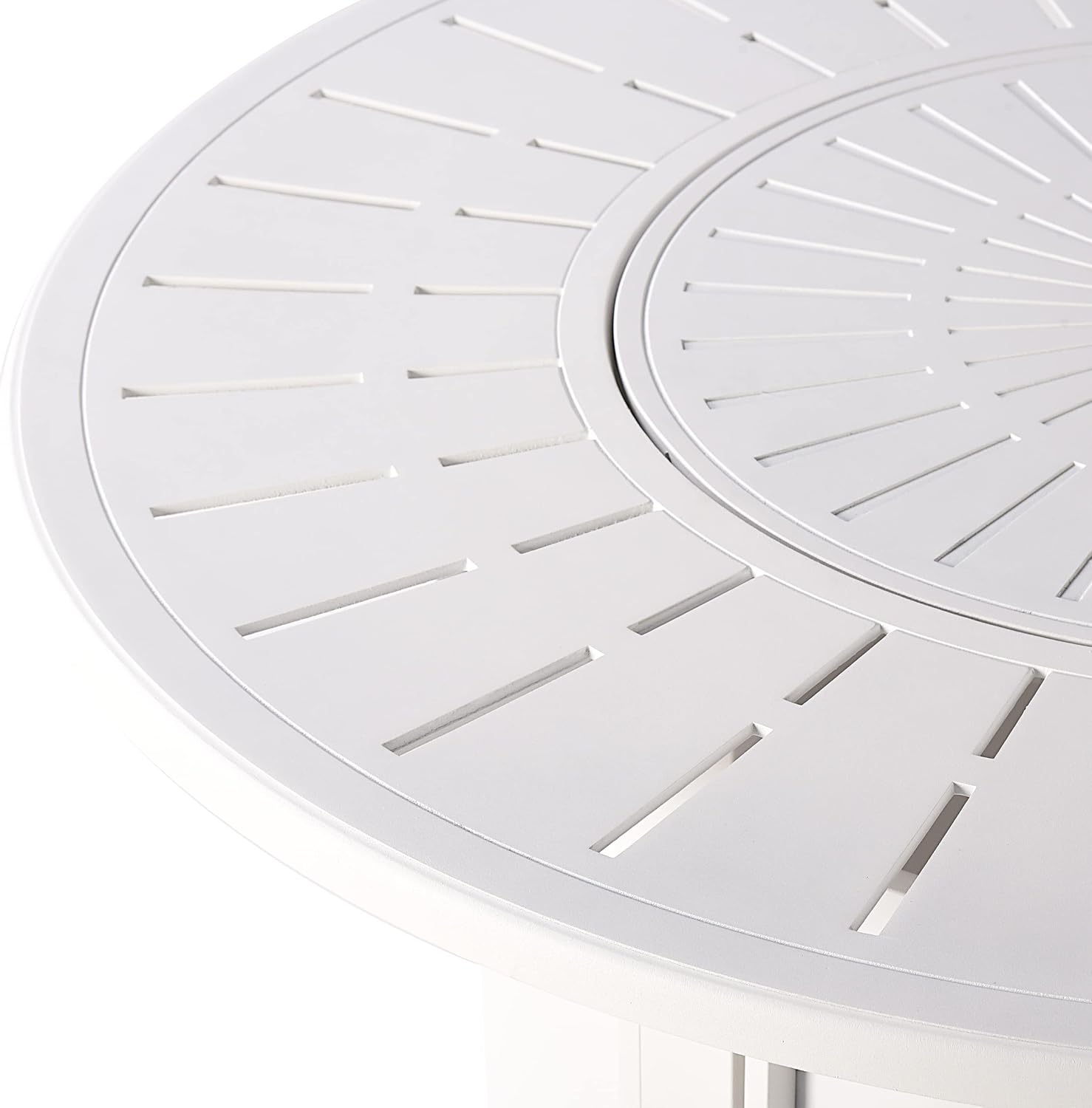 Oakland Living Round 44 in. x 44 in. Aluminum Propane Fire Pit Table with Glass Beads, Two Covers, Lid, 57,000 BTUs in White Finish