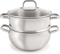 BergHOFF Belly Shape 18/10 Stainless Steel 3Pc Steamer Set, Glass Lid, Fast, Evenly Heat, Induction Cooktop Ready