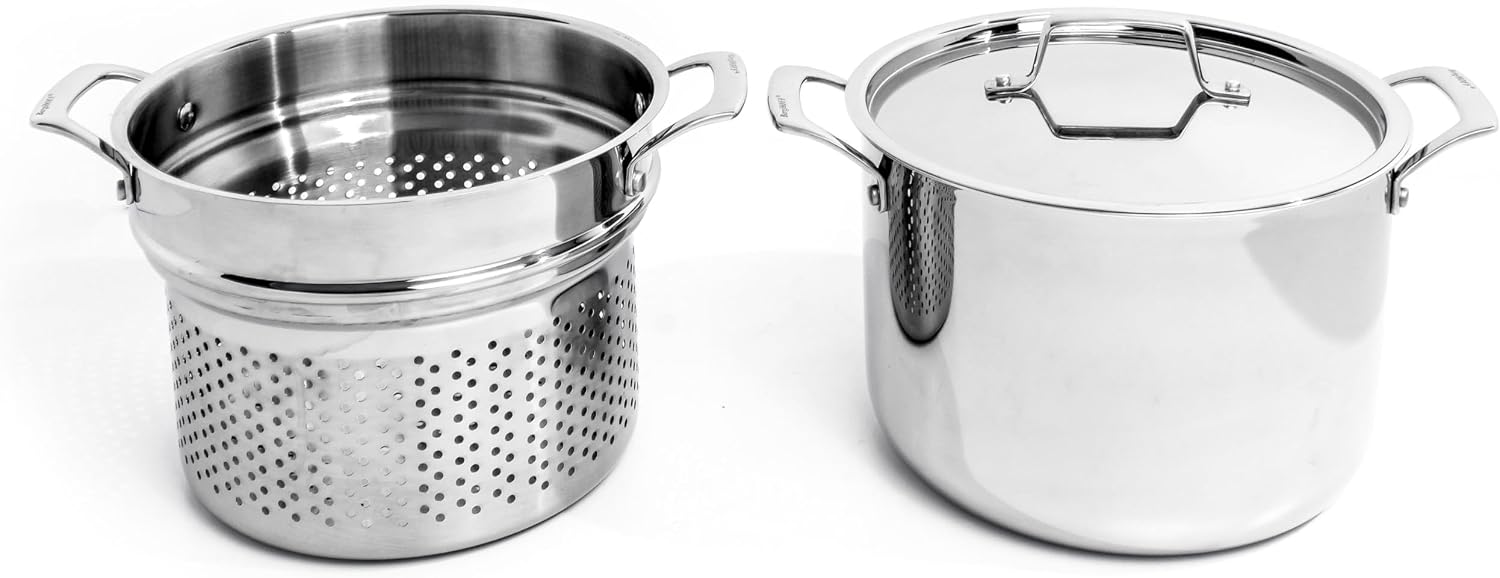BergHOFF Professional 18/10 Stainless Steel Tri-Ply 3Pc Steamer Set, Induction Cooktop Ready, Fast, Evenly Heat, Oven Safe