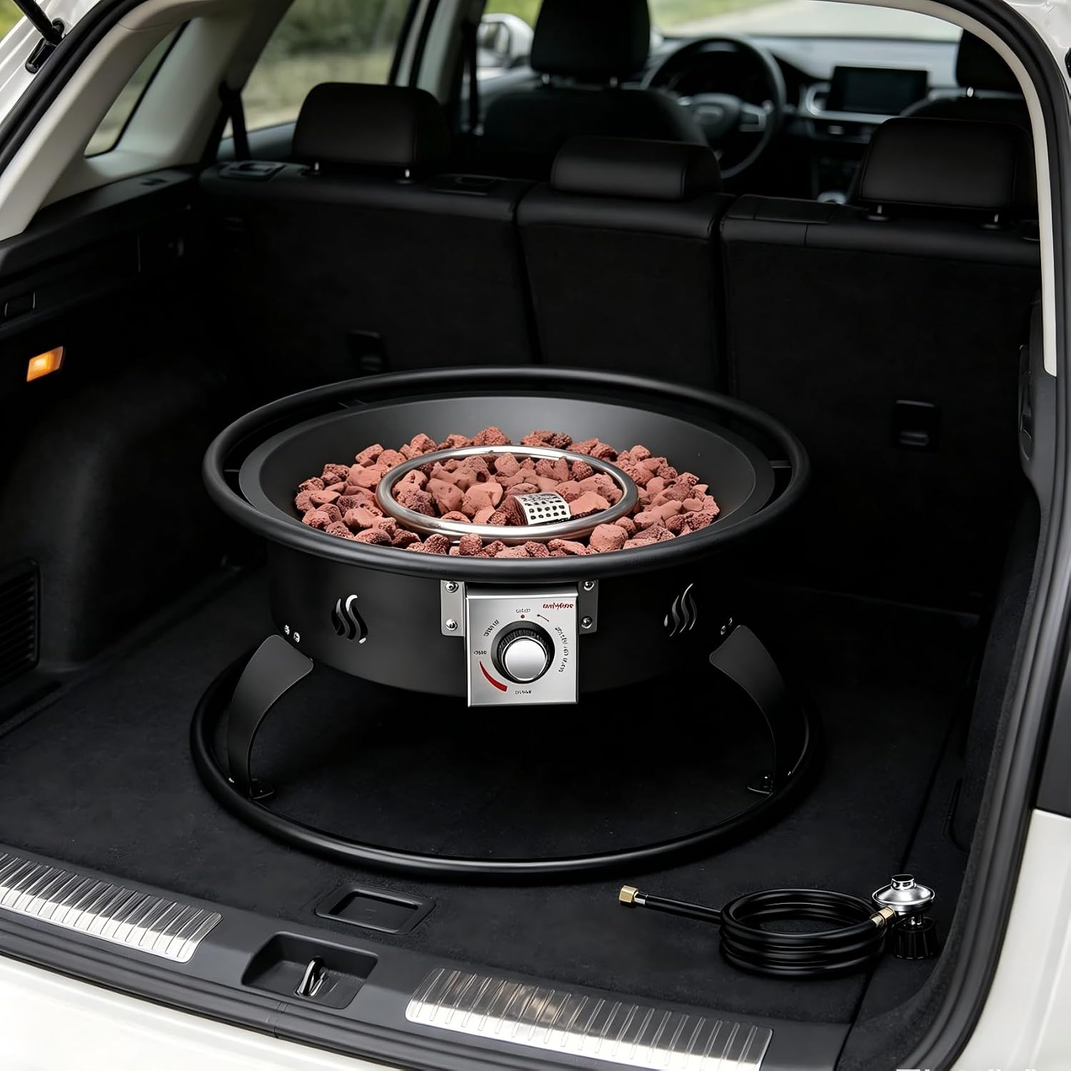 Propane Gas Fire Pit 22¡±, Portable Smokeless Fireplace with 12Ft Hose & Lava Rocks, FirePit for Patio Backyard Bonfire Camping RV Tailgating Beach Party, 55000BTU, #FP001