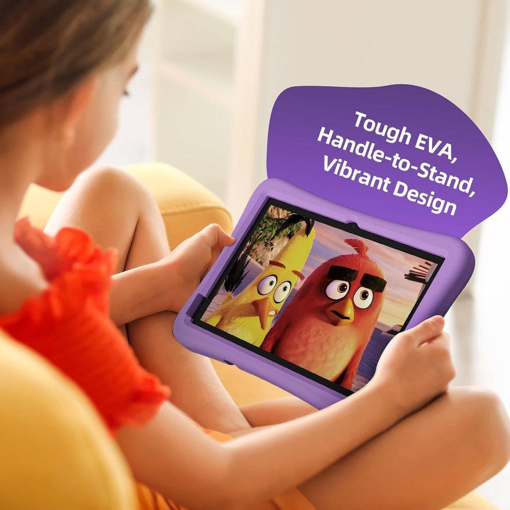 plimpton Kids Tablet 10 Inch - Upgraded Android 15 Tablet for Kids with Case Included, Octa-Core, Google Kids Space, Parental Control, 4GB+64GB, WiFi, BT5.3, YouTube, Great Gift for Toddler (Purple)