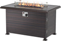 43' Propane Fire Pit Table 55,000 BTU, Gas Fire Pit with Glass Wind Guard and Metal Lid,CSA Certification Outdoor Fire Pit Auto-Ignition