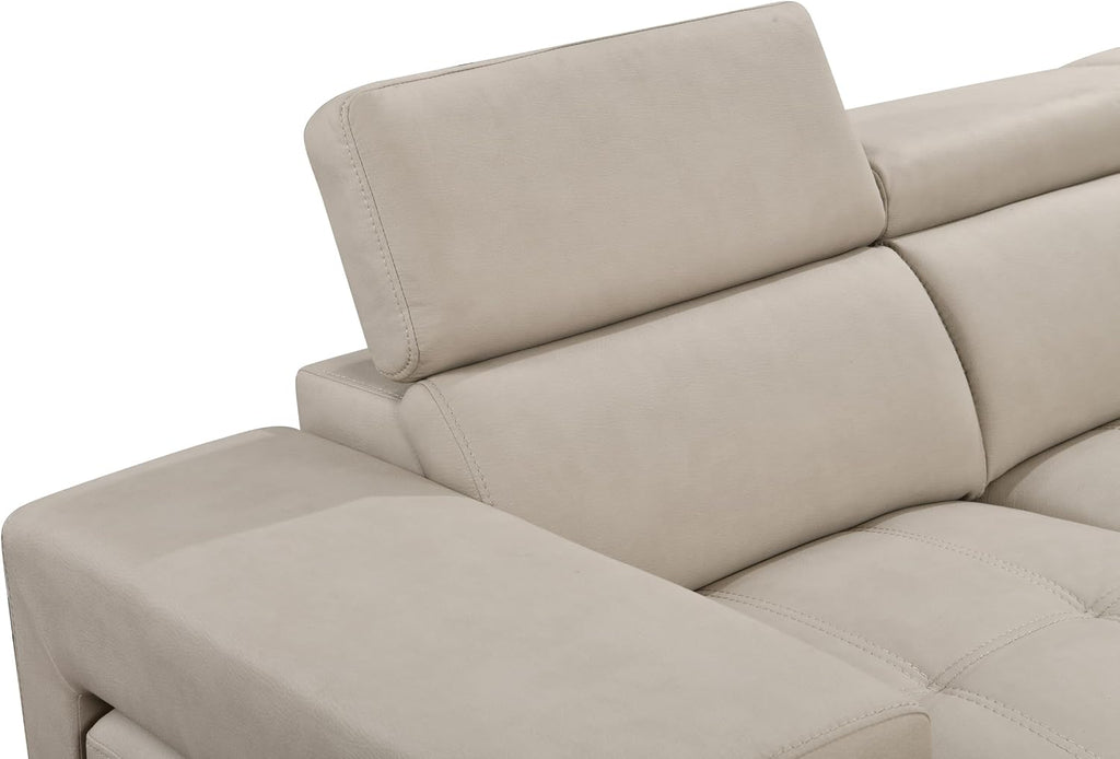 THSUPER 102'' Microfiber L Shaped Sectional Sleeper Sofa Couch with Pullout Bed and Storage Chaise, Convertible Couches with Adjustable Headrest for Living Room, Reversible Chaise. Beige