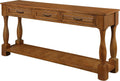 Merax Retro Entryway Table with 4 Drawers, Console Table with Open Storage Shelf for Entryway, Wood Side Table with Thick Legs for Living Room Bedroom, Brown