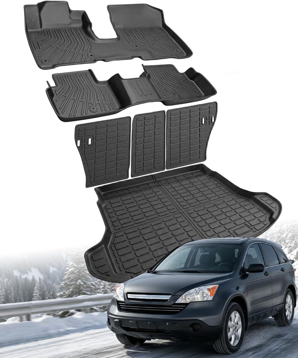 Floor Mats Compatible with Honda CRV 2007-2011,All Weather Protection Duarble TPE Cargo Liner with Backrest Mats Accessories Compatible with Honda CRV 2007 2008 2009 2010 2011