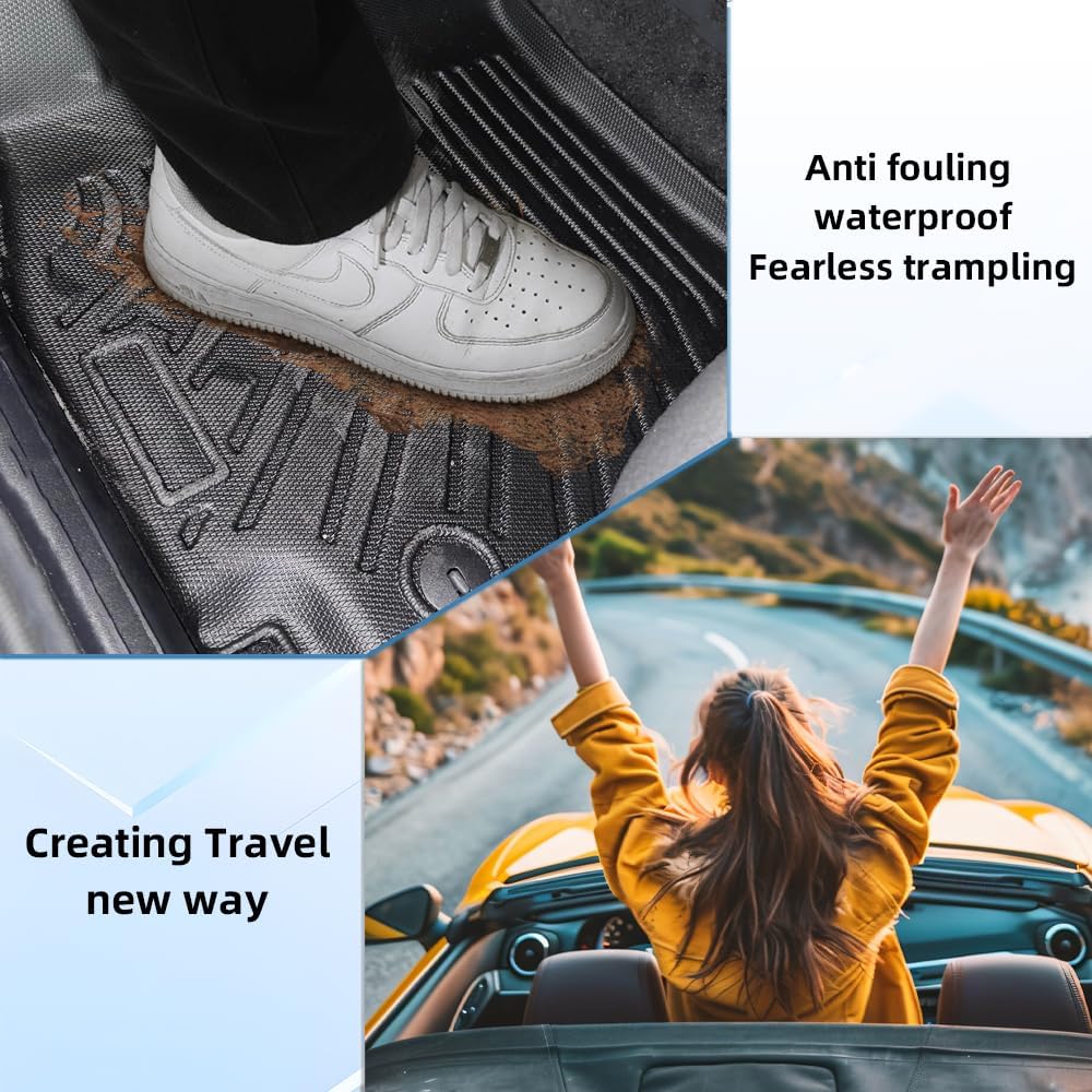 All-Weather Floor Mats for 2025 2026 Kia K4 (All Trims: LX/LXS/EX/GT-Line/GT-Line Turbo) - 6Pcs Full Set Custom Fit TPE Floor Liners & Cargo Mat & Backrest Protector for Kia K4 2026 Accessories Black