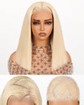 Arabella 5x6 Ready to Go Glueless Wigs Human Hair 210% Density 613 Blonde Bob Wig Human Hair 613 Lace Front Bob Wig Human Hair Pre-Cut Lace Glueless Wigs Human Hair 14inch