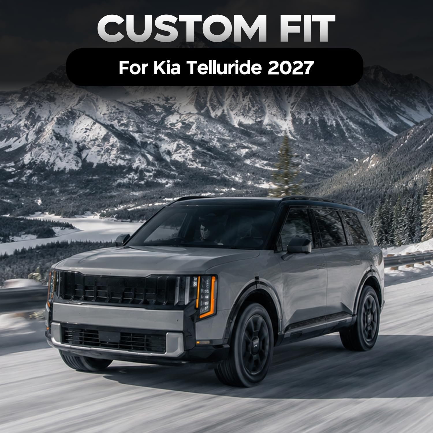 Floor Mats Compatible with Kia Telluride 2027(Only Gas 7/8 Seats),All Weather Protection Duarble TPE Cargo Liner with Backrest Mats, Door Sill Guards Accessories Compatible with Telluride 2027