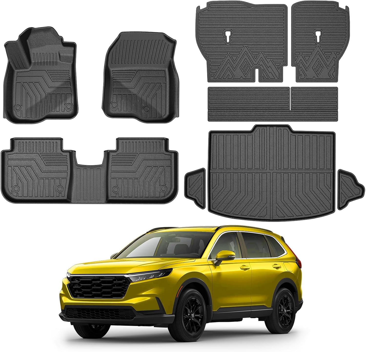 KUST Floor Mats Cargo Mat Set for Honda CR-V 2023-2025 2026 (Not for Hybrid), All Weather Cargo Trunk Liner Backrest Mat for CRV Accessories TPE Rubber Raised Edge (for Cargo in Lower Deck Position)