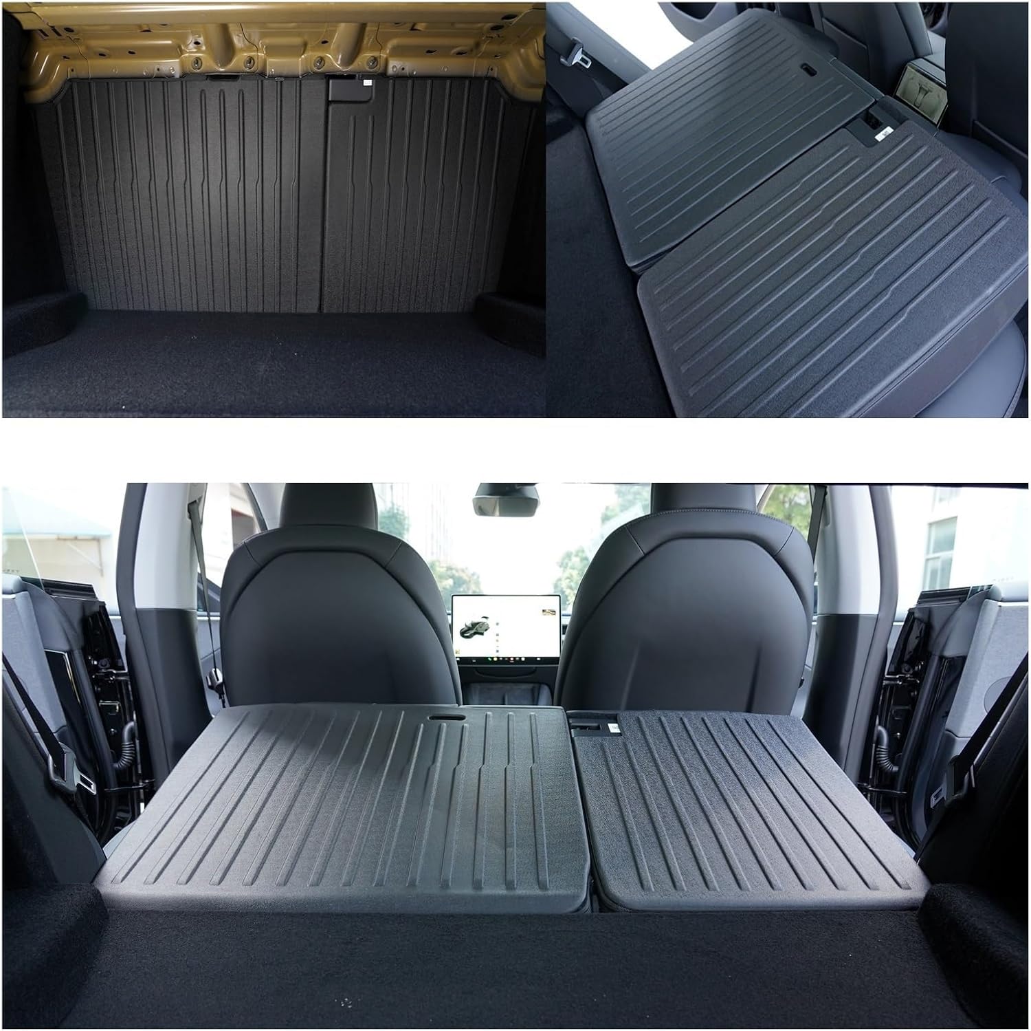 TPE Floor Mats Cargo Liner Compatible with Tesla Model 3 Highland 2024 All Weather Waterproof Anti-Slip Trunk Mats TPE Floor Liners(4PCS RHD)