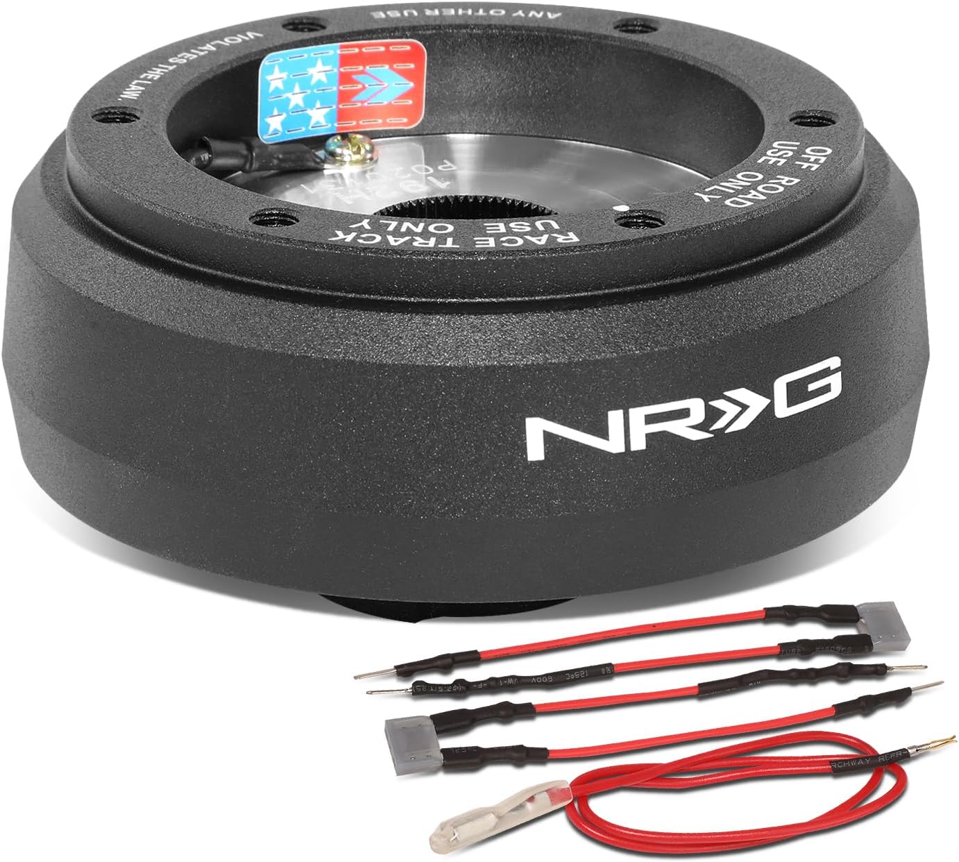 NRG Innovations Racing Style Steering Wheel Short Hub, Lockable Aluminum Steering Shaft, 6x70mm Bolt Pattern Quick Release Adapter Unit with Resistors, Compatible For Saab, Black, NRG-SRK-192H