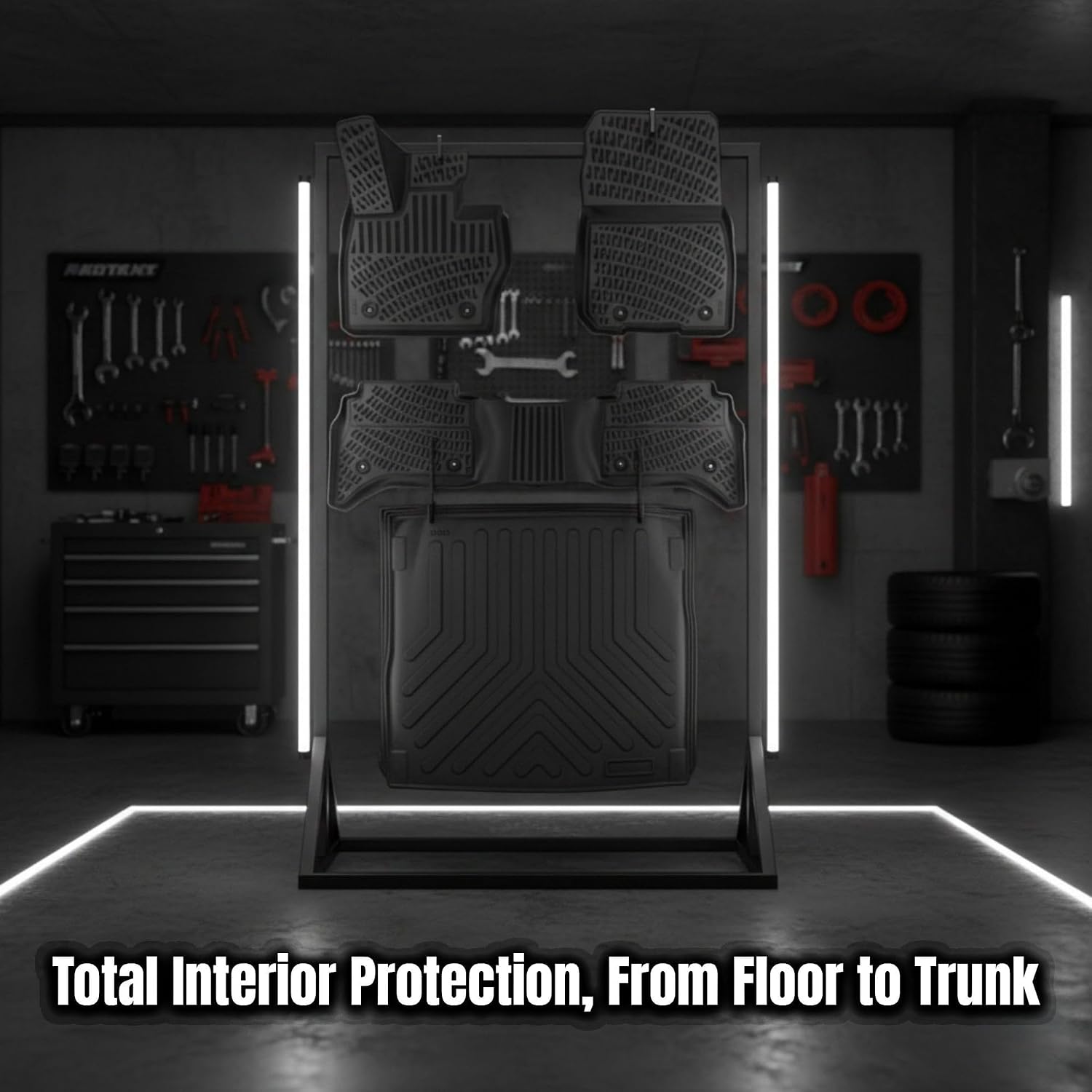 Floor Mats & Cargo Liner fits Tesla Model X 5 Seats 2016-2023, Custom Fit All-Weather TPE Floor Liners, 3D Laser Measured, Waterproof, Durable, Black (Front, Rear & Cargo Set)
