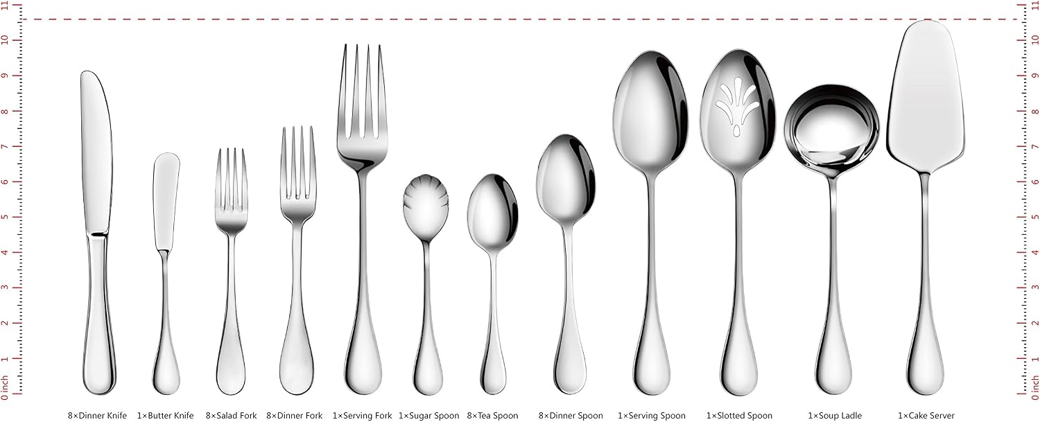 Artaste 56440 Rain 18/10 Stainless Steel 47-Piece Flatware Set, Service for 8