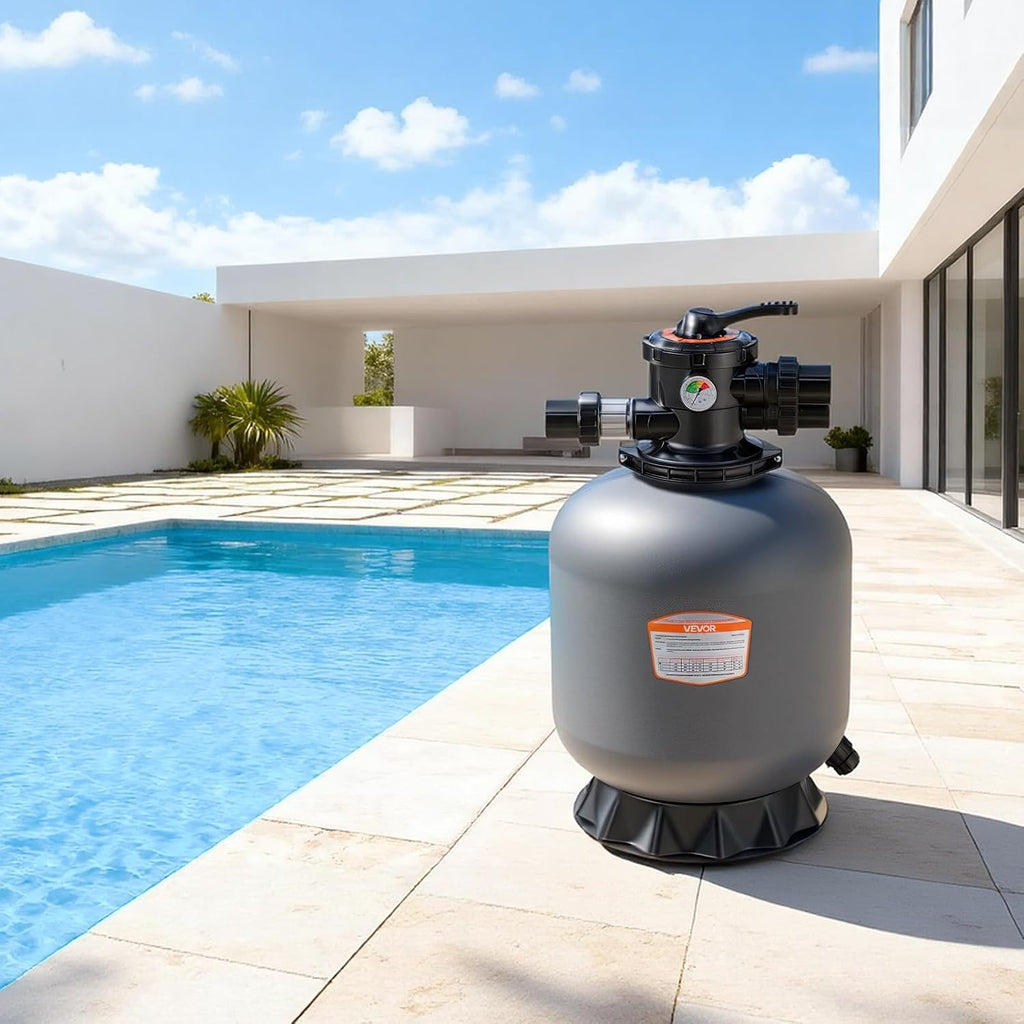 VEVOR Sand Filter, 18-Inch, 40 GPM Above Inground Swimming Pool Sand Filter System, with 7-Way Multi-Port Valve, Backwash, Rinse, Recirculate, Waste, Winter, Closed Modes, for Above In Ground Pools