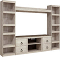 Signature Design by Ashley Willowton Farmhouse 4-Piece Entertainment Center for TVs up to 69' with Adjustable Shelves, Whitewash