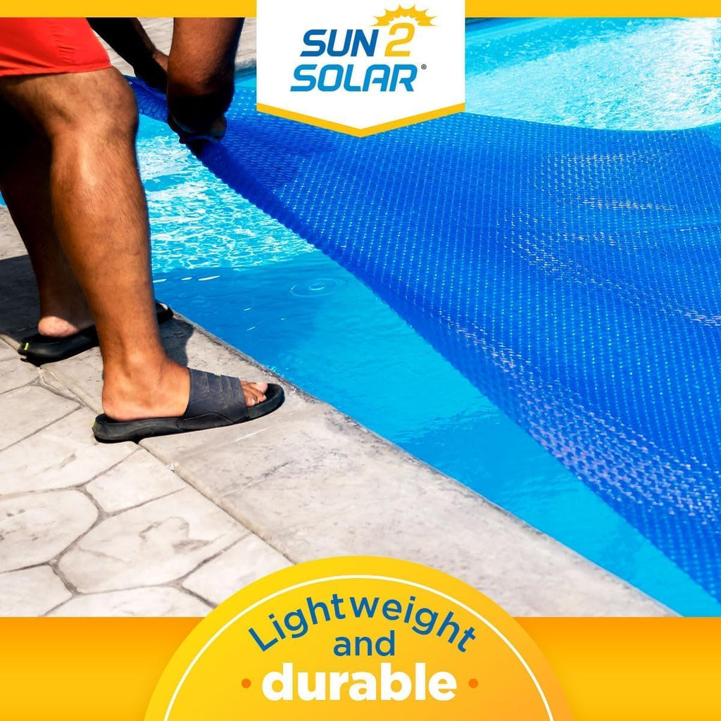 Sun2Solar Blue 16 ft x 40 ft Rectangle Solar Cover | 12 Mil | Heat Retaining Blanket for Rectangular Inground & Above Ground Swimming Pools | Sun Heats Pool | 1200 Series Bubble Heating Blankets