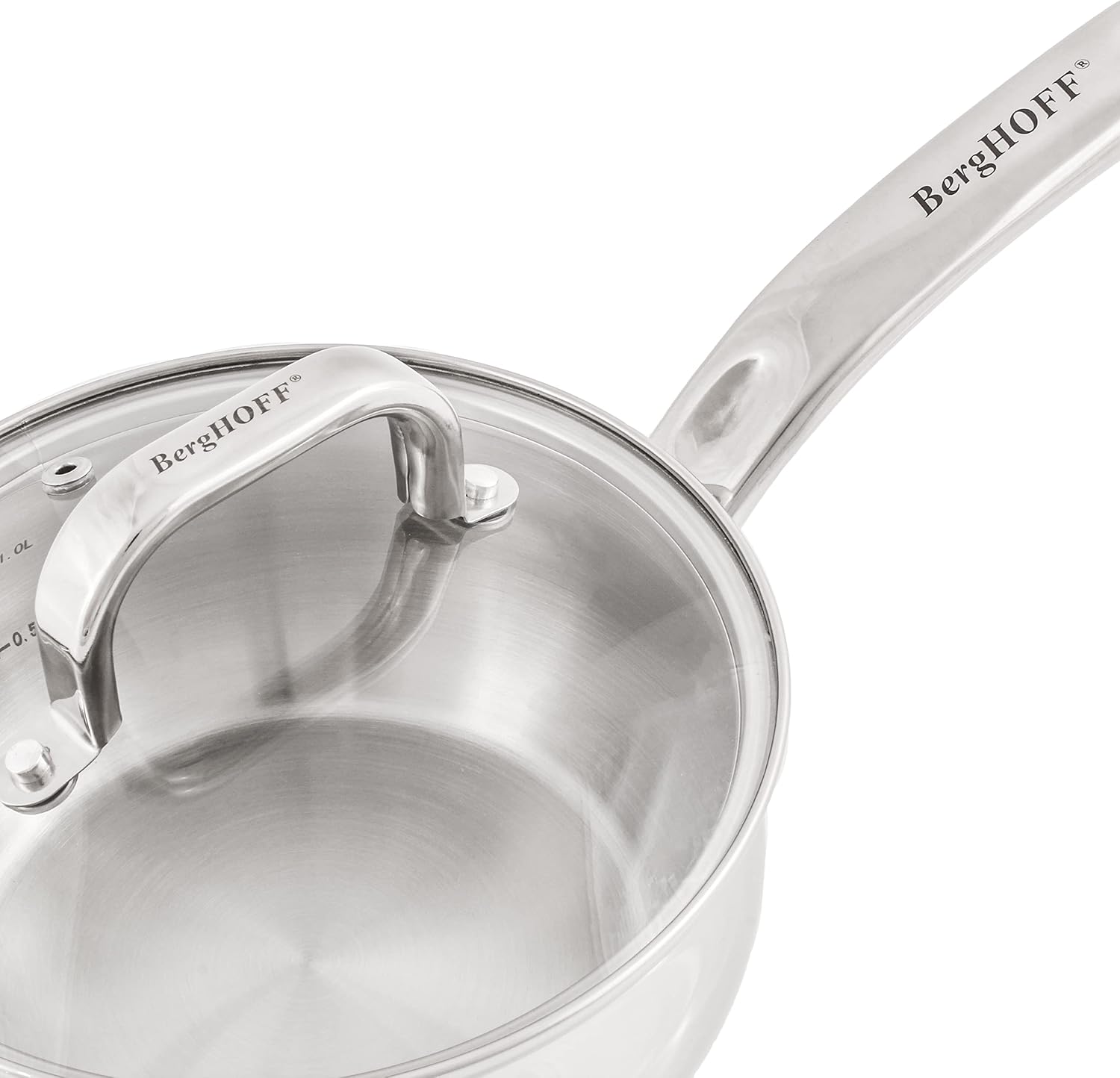 BergHOFF Belly Shape 18/10 Stainless Steel 7Pc Cookware Set, Glass Lids, Fast, Evenly Heat, Induction Cooktop Ready