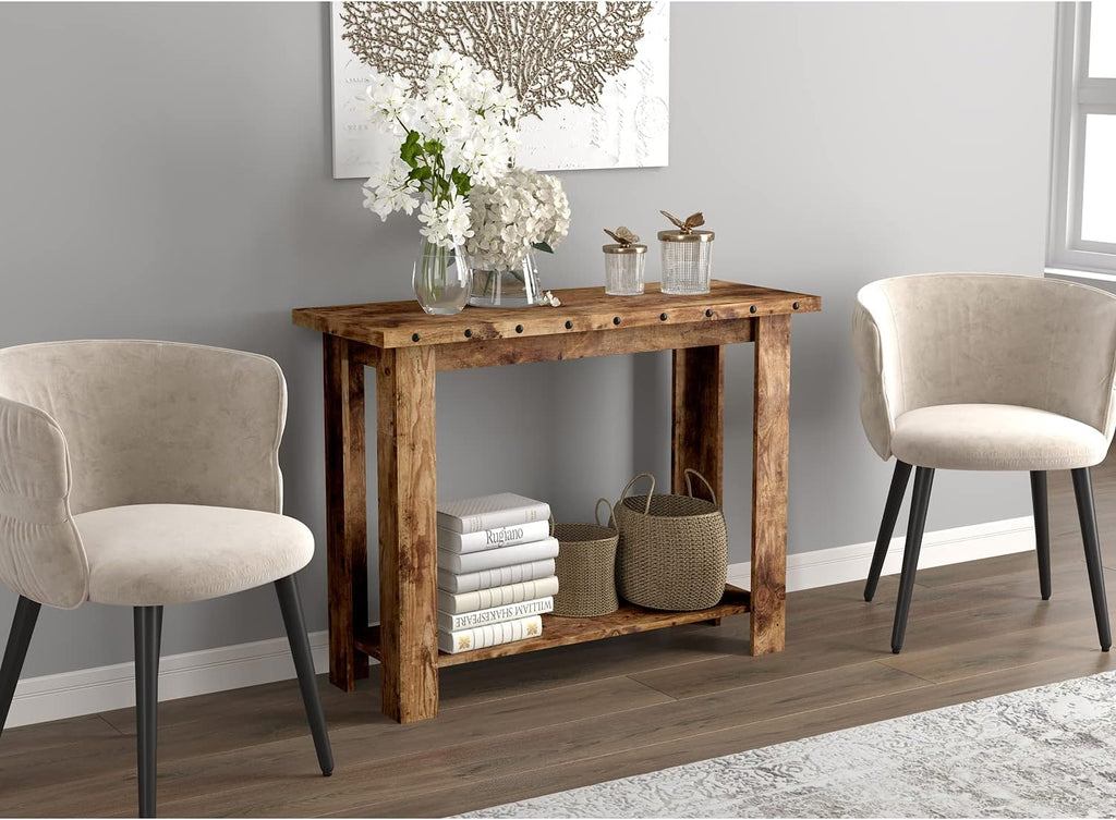 Safdie & Co. Safdie 81090.Z.07 Brown Entryway Console Sofa Couch Table/Accent Wall Table-39 Long Reclaimed Wood with 1 Shelf for Living Room, 15 in x 39 in x 30 in