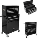 8-Drawer Tool Chest,Rolling Tool Box with Detachable Top Toolbox & Key Lock,Tool Cabinet with Universal Lockable Wheels,Lock Bar,Protective Liner,Metal Storage Cart for Garage,Workshop (Black)