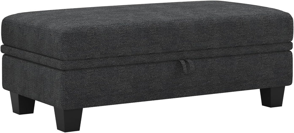 Belffin Fabric Large Ottoman with Storage for Modular Sectional Couch. Dark Grey.