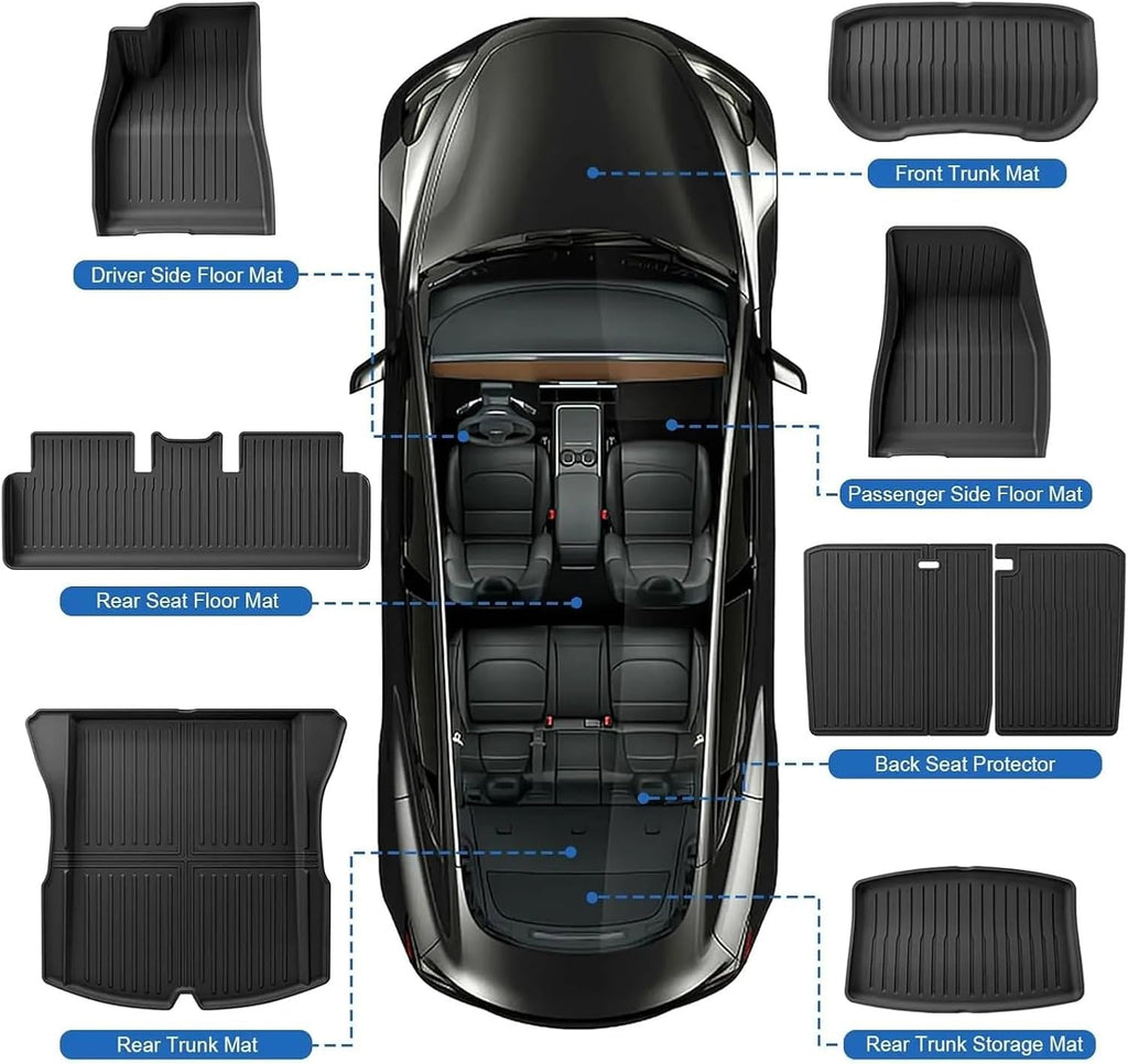 Compatible with Tesla Model 3 2024 2025 2026 Highland Floor Mats Cargo Liner TPE Pad Left/Right Hand Rubber(1pc Trunk)