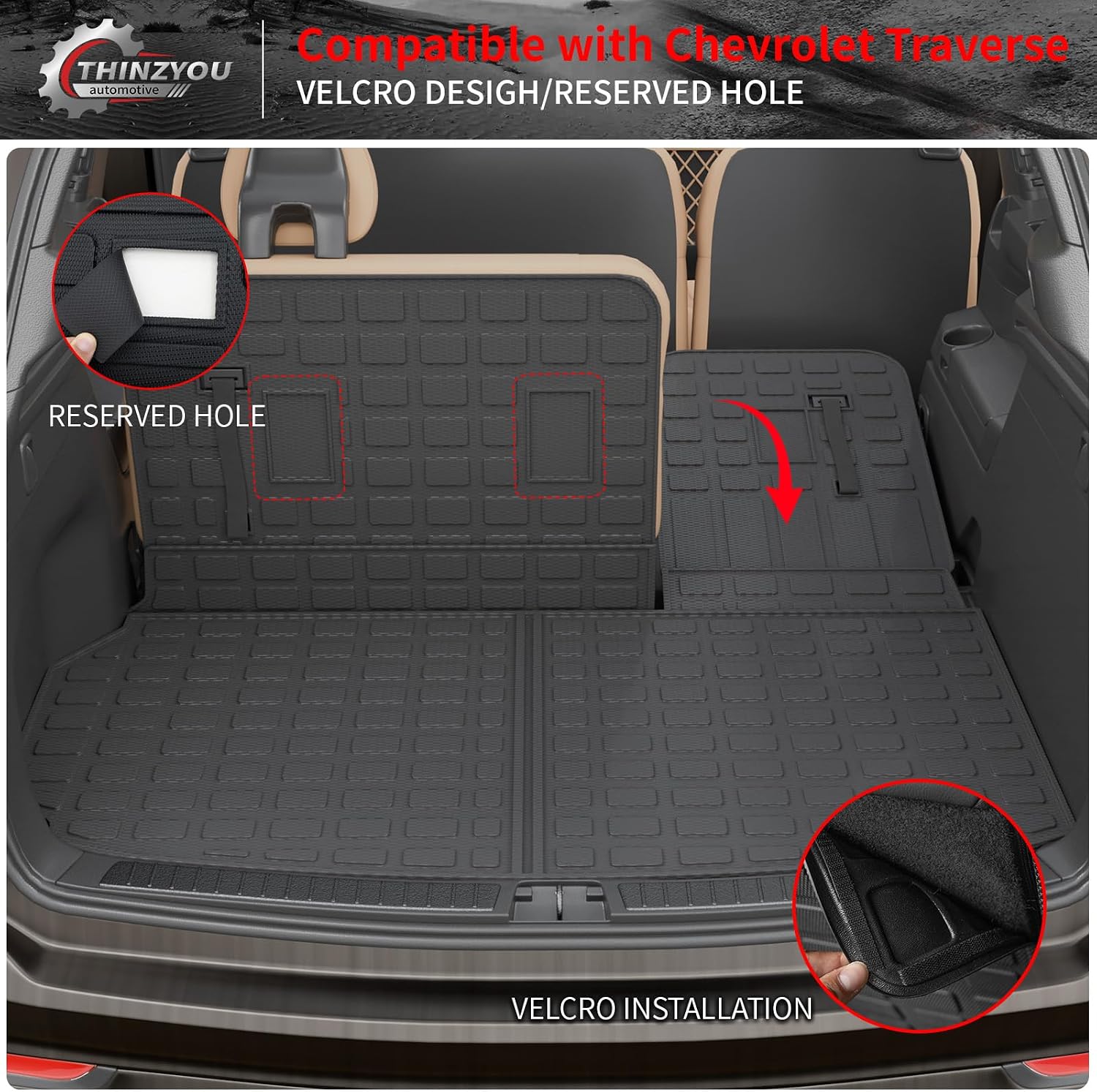 8 Seats Floor Mats Compatible with 2024 2025 2026 Chevrolet Traverse (NO Limited) Cargo Liner Cargo Mat Sub Trunk Mat Back Seat Cover Chevy Traverse Accessories (Floor Mats Full Set 10 PCS)