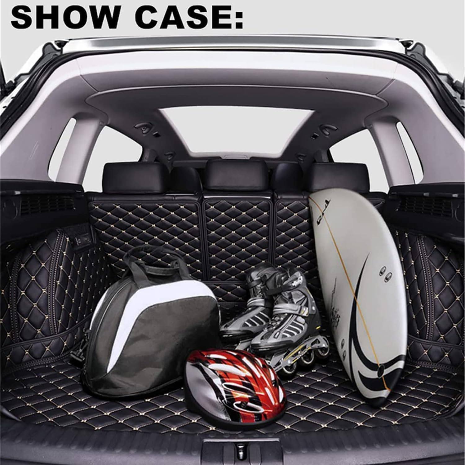 Car Leather Boot Mats for Toyota RAV-4 2013-2020 2021, Custom Full Coverage Cargo Liner Boot Carpets Tray Protector Pad Anti Scratch,D