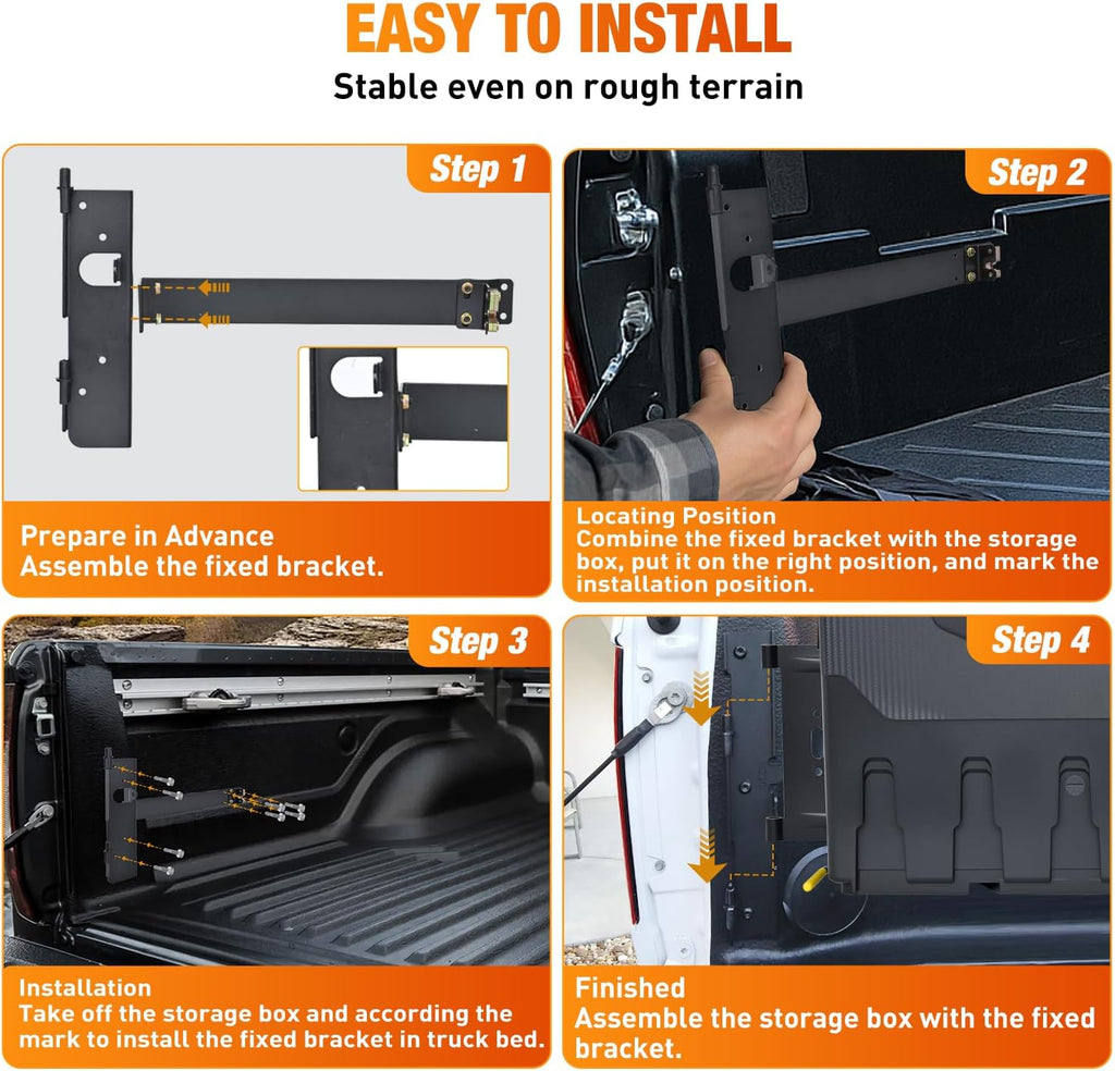 Nilight Truck Bed Tool Box Left Drivers Side Truck Tool Box Fit for Ford F-150 1999-2014 ABS Swing Case Truck Bed Storage Box with Lockable Lid Waterproof Wheel Well Toolbox Black