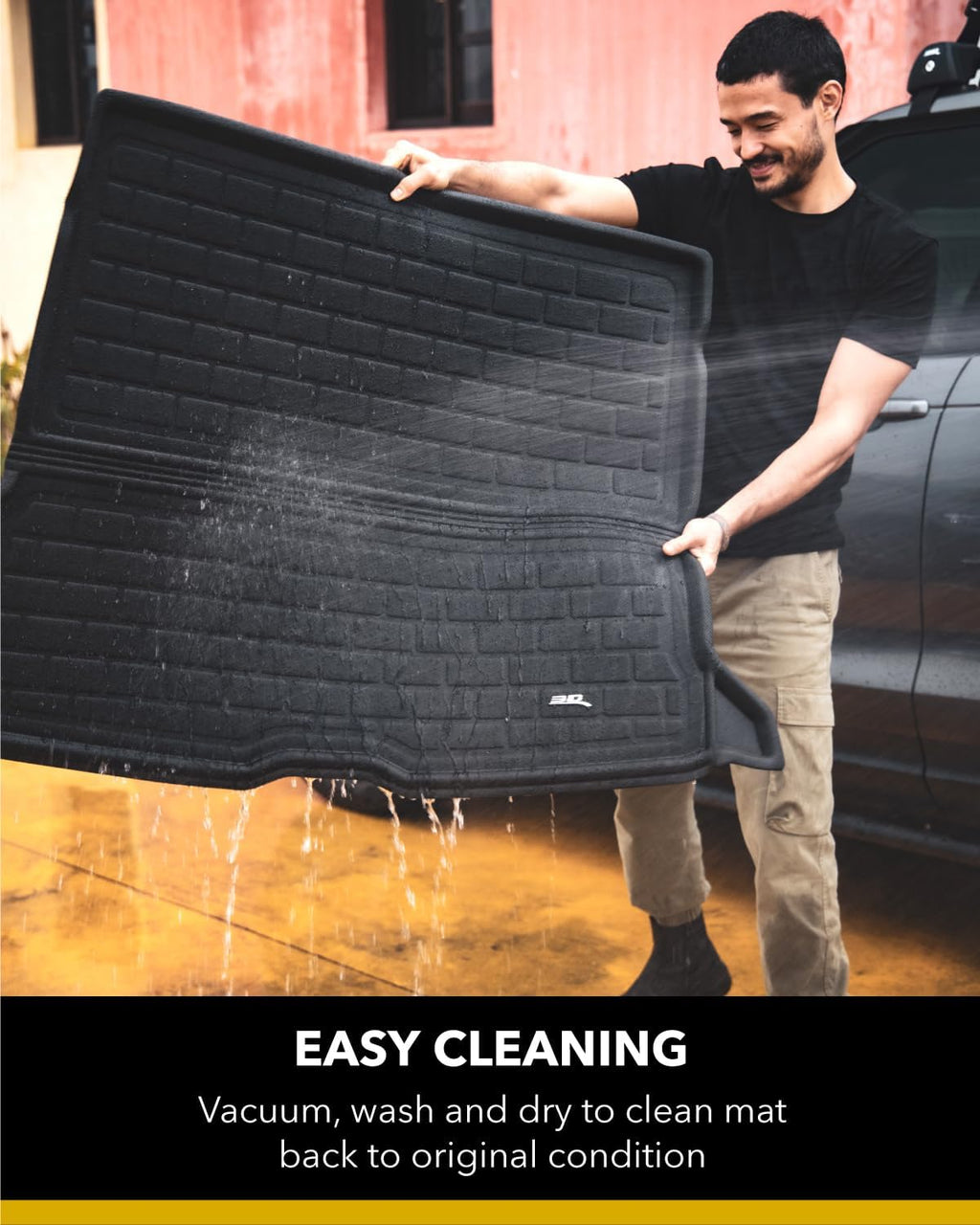 3D MAXpider Custom Fit Kagu Cross Fold Cargo Liner (Black) Compatible with Tesla Model X 6 & 7-Seat 2022-2025 - Behind 2nd Row