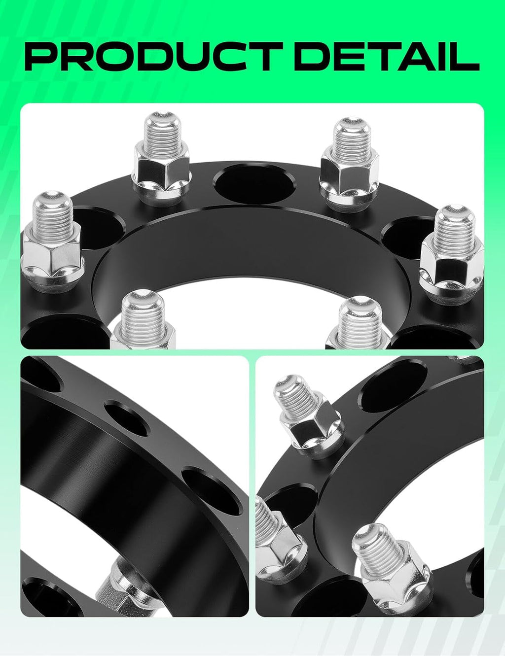 YHTAUTO 6x5.5 to 6x135 Wheel Adapters 1.25 Inch Compatible with Cadillac & GMC & Chevrolet, Tire Adapters w/ M14X1.5 & 12.9 Grade Studs, 108 mm Center Bore 6 Lug 4PCS Black