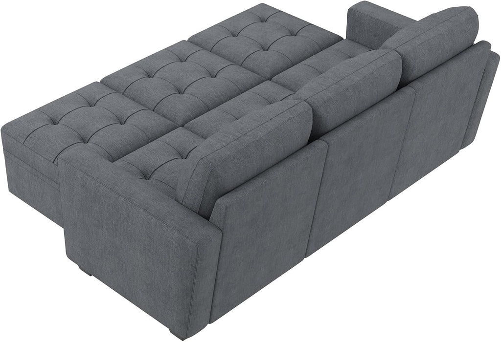 HONBAY Modular Sectional Sleeper Sofa, Sleeper Couch with Storage Seats Oversized Sectional Couches for Living RoomBluish Grey