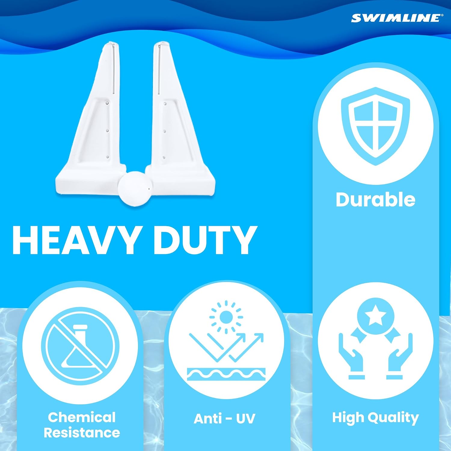 SWIMLINE Original Pool Volleyball Net Games Set with Ball Adjustable Up to 34 Feet Wide | for Kids & Adults | 2 Stable Water-Fill Bases | Easy Assembly Compatible W/Outdoor & Indoor Inground Pools
