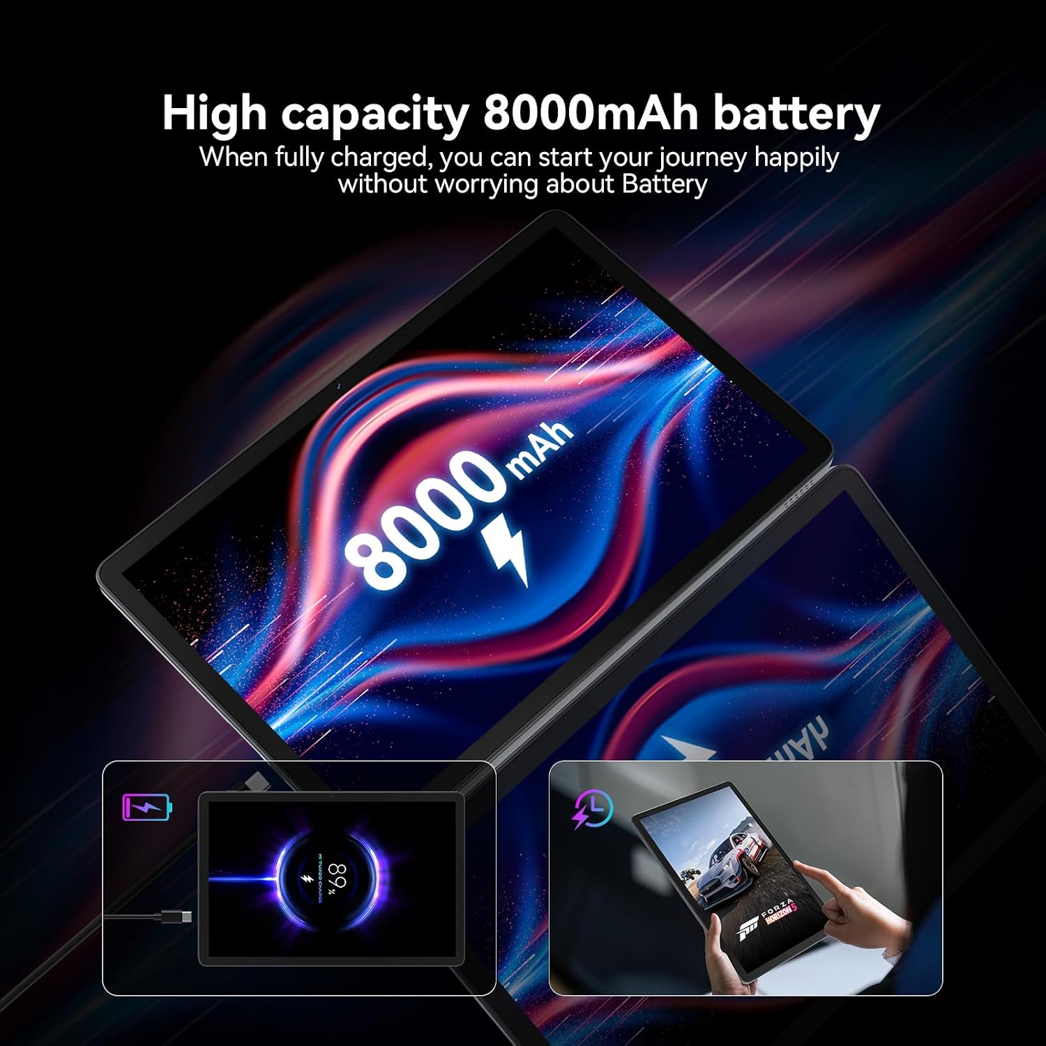 2026 Release 11 inch Tablet, Android 15 Tablets with Keyboard, 16(8+8)GB RAM 128GB ROM 1TB Expand, 2.4G/5G WiFi Tablet with BT 5.0, 13MP Camera, Octa-Core, 8000mAh, GPS, 11' Big Incell Screen-Gray