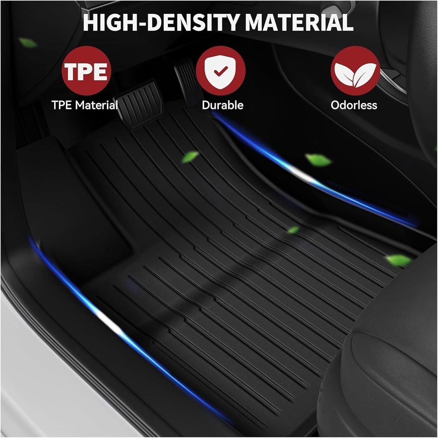 NovaAcc 2025 2024 Floor Mats Cargo Liners Compatible with Tesla Model Y 3 Highland 5-Seat All Weather TPE Cargo Trunk Mats Accessories(Model 3 2025 4PCS)