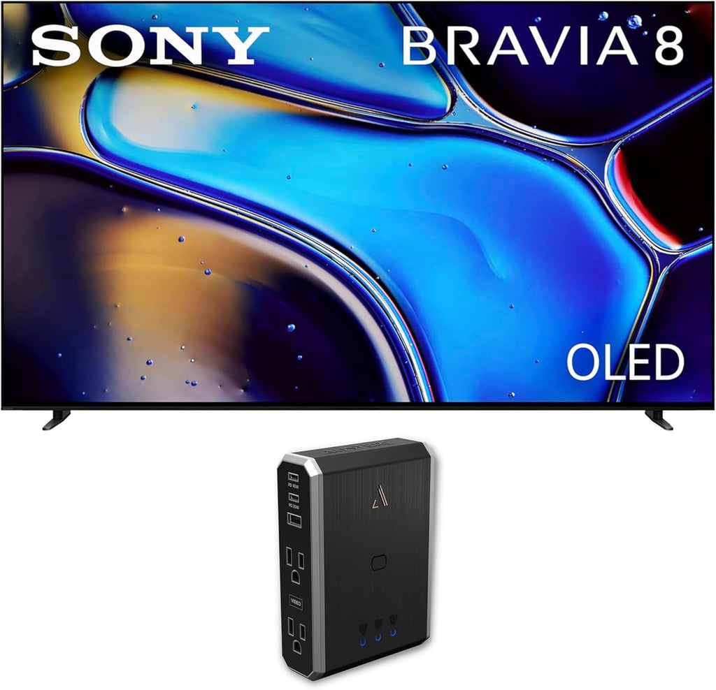 Sony K55XR80 55 Inch IMAX Enhanced Bravia OLED 4K HDR Google TV with an Austere 7S-PS4-US1 4-Outlet Power with Omniport USB (2024)