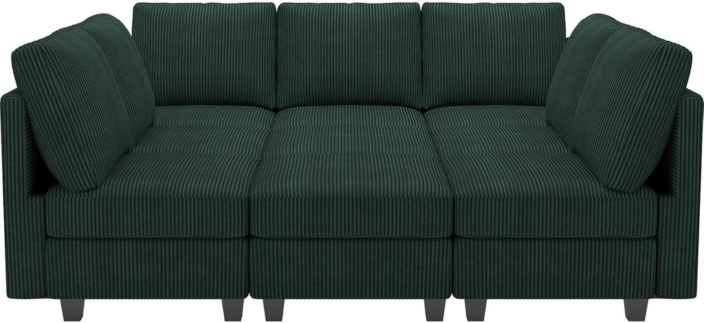 Belffin Corduroy Modular Sectional Sofa 9 Seat Convertible Sectional Sleeper Sofa Bed with Storage Ottomans Modular Sectional Couch Bed for Living Room Green
