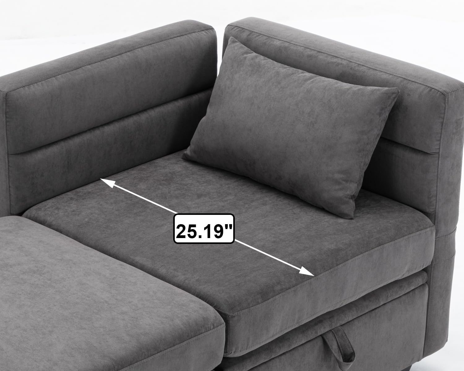 asunflower Loveseat with Ottoman Small Couch with Storage Seats Modular Loveseat Sofa for Small Spaces Convertible L Shaped 2 Seater Sectional Sofa for Office,Bedroom,Dorm(Dark Grey)