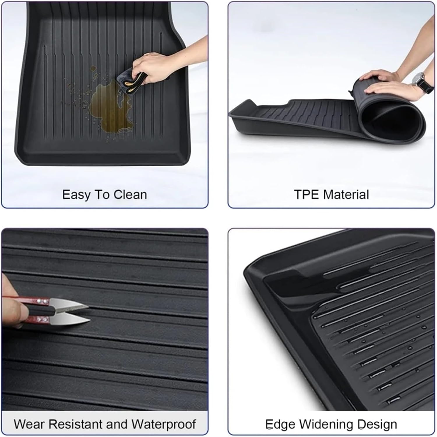 Compatible with Tesla Model 3 2024 Highland Floor Mats Cargo Liner Waterproof Anti-Slip Trunk Mat TPE Pads Model 3 2024 Highland Accessories(3pcs LHD)