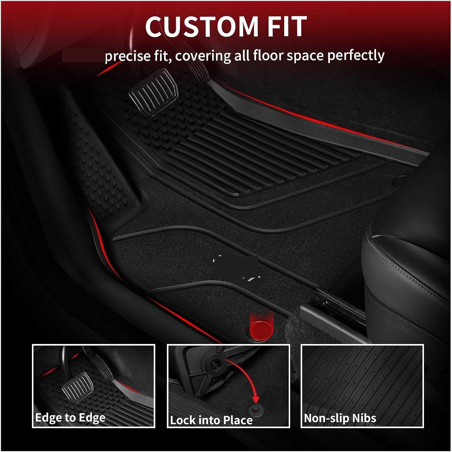 Floor Mats，Compatible with Tesla Model 3 Highland 2024 Full Set 1st & 2nd Row & Front Trunk & Rear Cargo Liner & Trunk Well Mat
