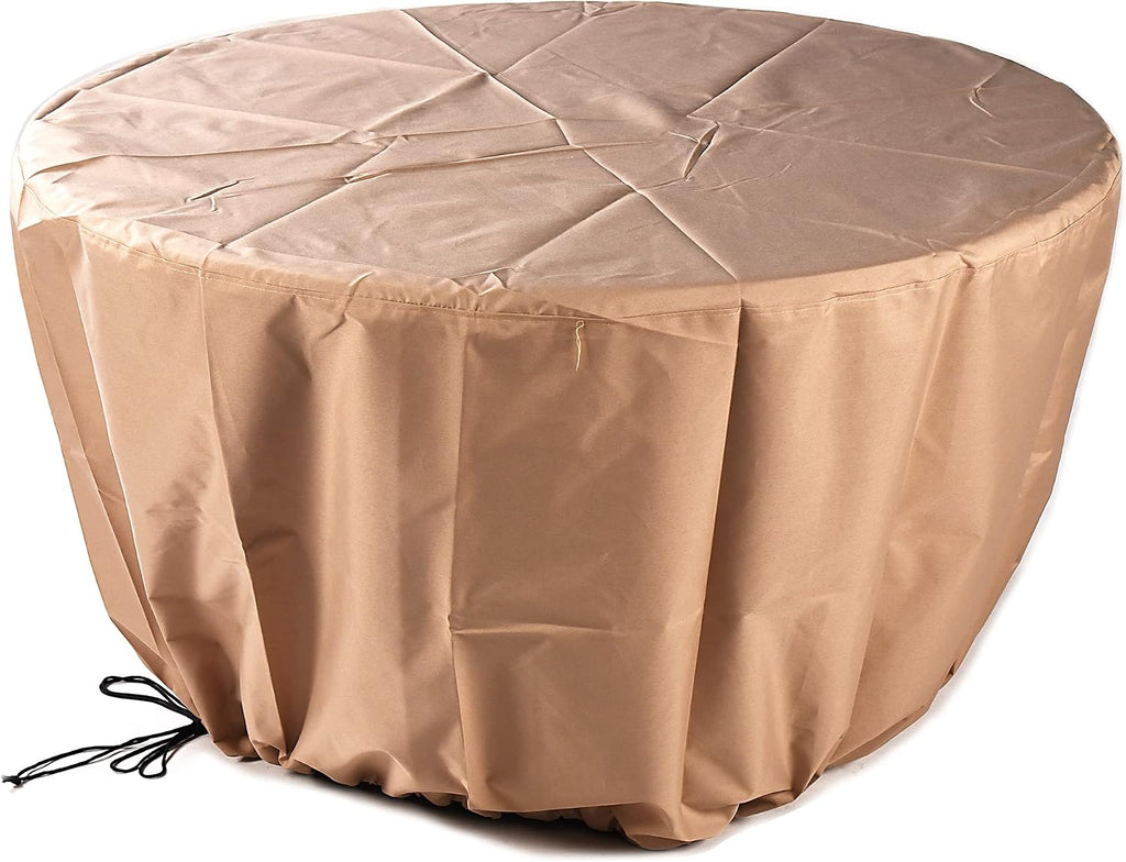 Oakland Living Round 44 in. x 44 in. Aluminum Propane Fire Pit Table with Glass Beads, Two Covers, Lid, 57,000 BTUs in White Finish