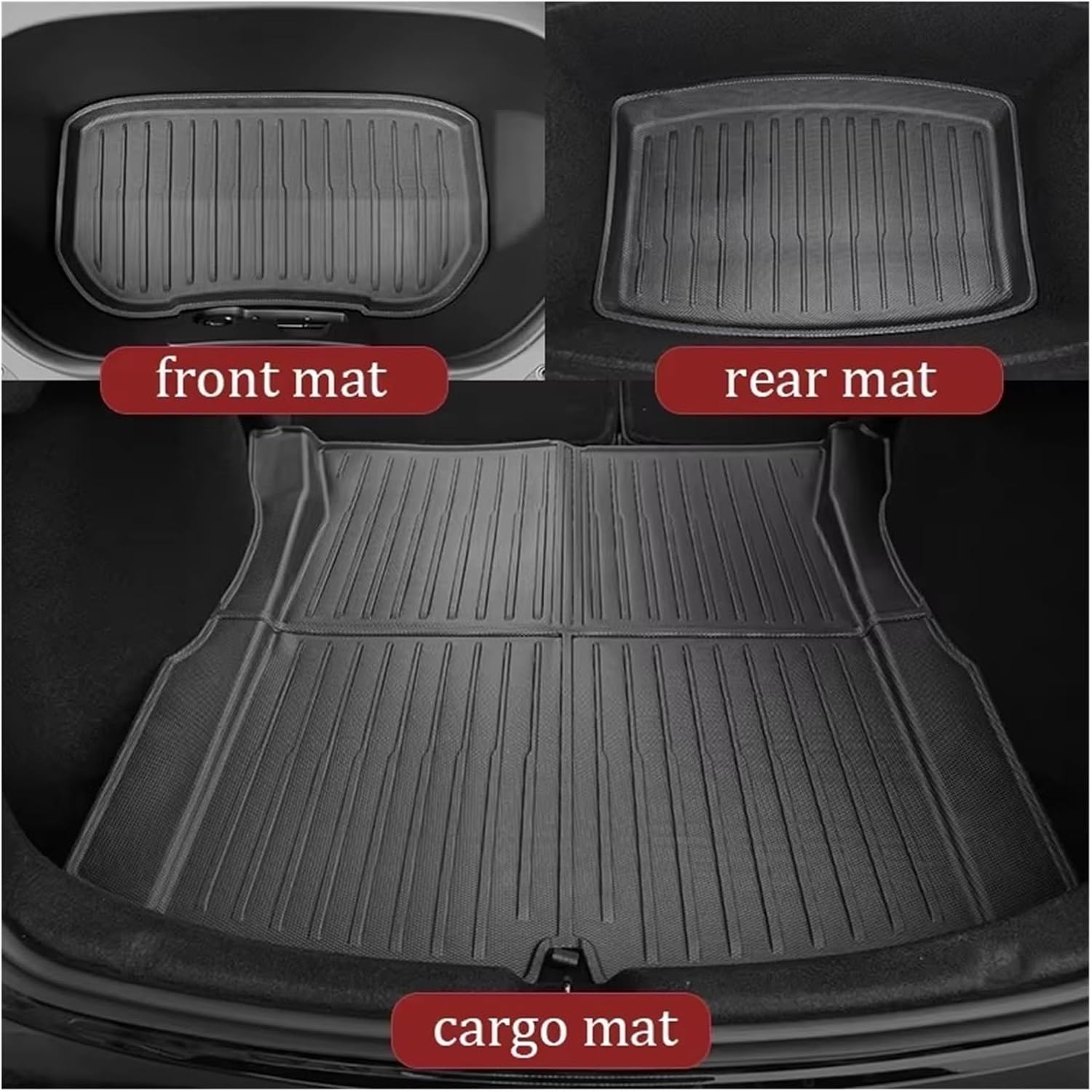 TPE Floor Mats Compatible with Tesla Model 3 2024 Highland Cargo Liner Waterproof Anti-Slip Trunk Mat Pads Model 3 2024 Highland Accessories(6pcs RHD)