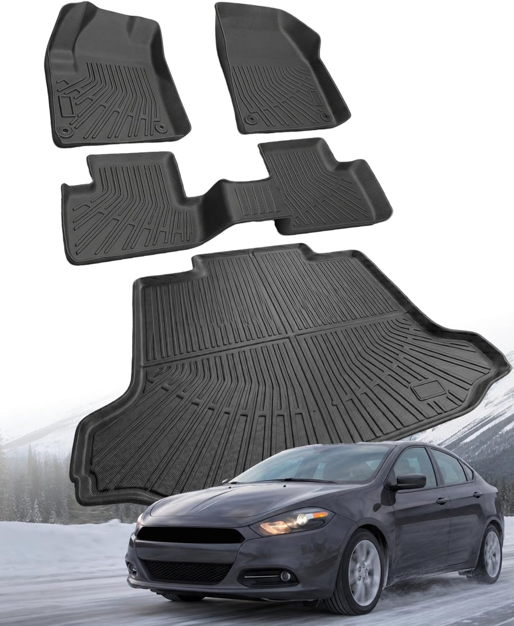 Floor Mats Compatible with Dodge Dart 2013-2016(Only Sedan),All Weather Protection Duarble TPE Cargo Liner Accessories Compatible with Dodge Dart 2013-2016(Only Sedan)
