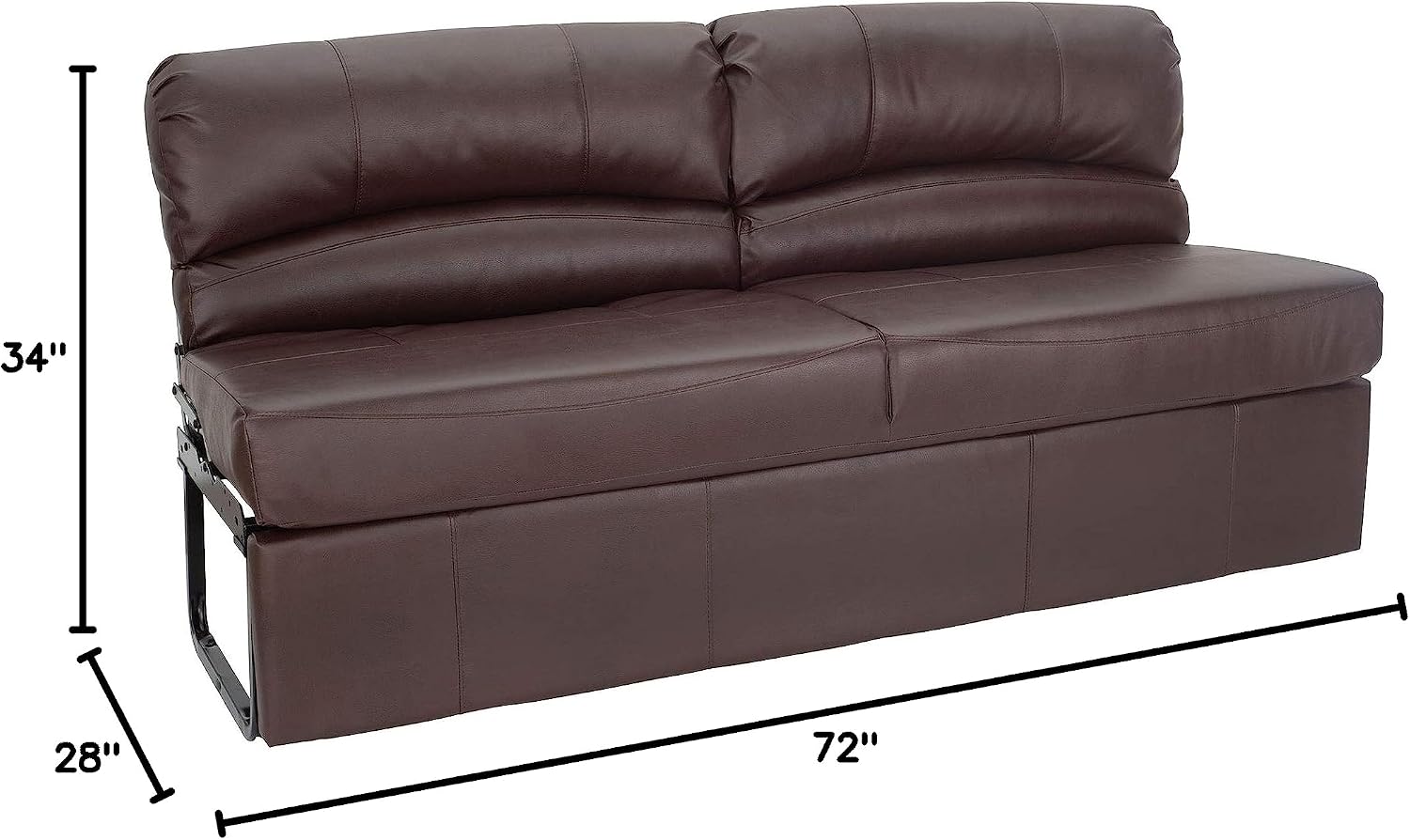 RecPro Charles RV Jackknife Sofa | Love Seat | Sleeper Sofa | Length Options 62', 68', 72' (72 Inch, Mahogany)