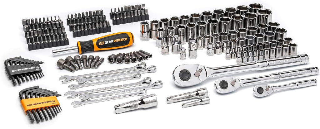 GEARWRENCH 202 Piece SAE/Metric Mechanics Tool Set 1/4', 3/8', & 1/2' Drives | GW72MLCBMTS