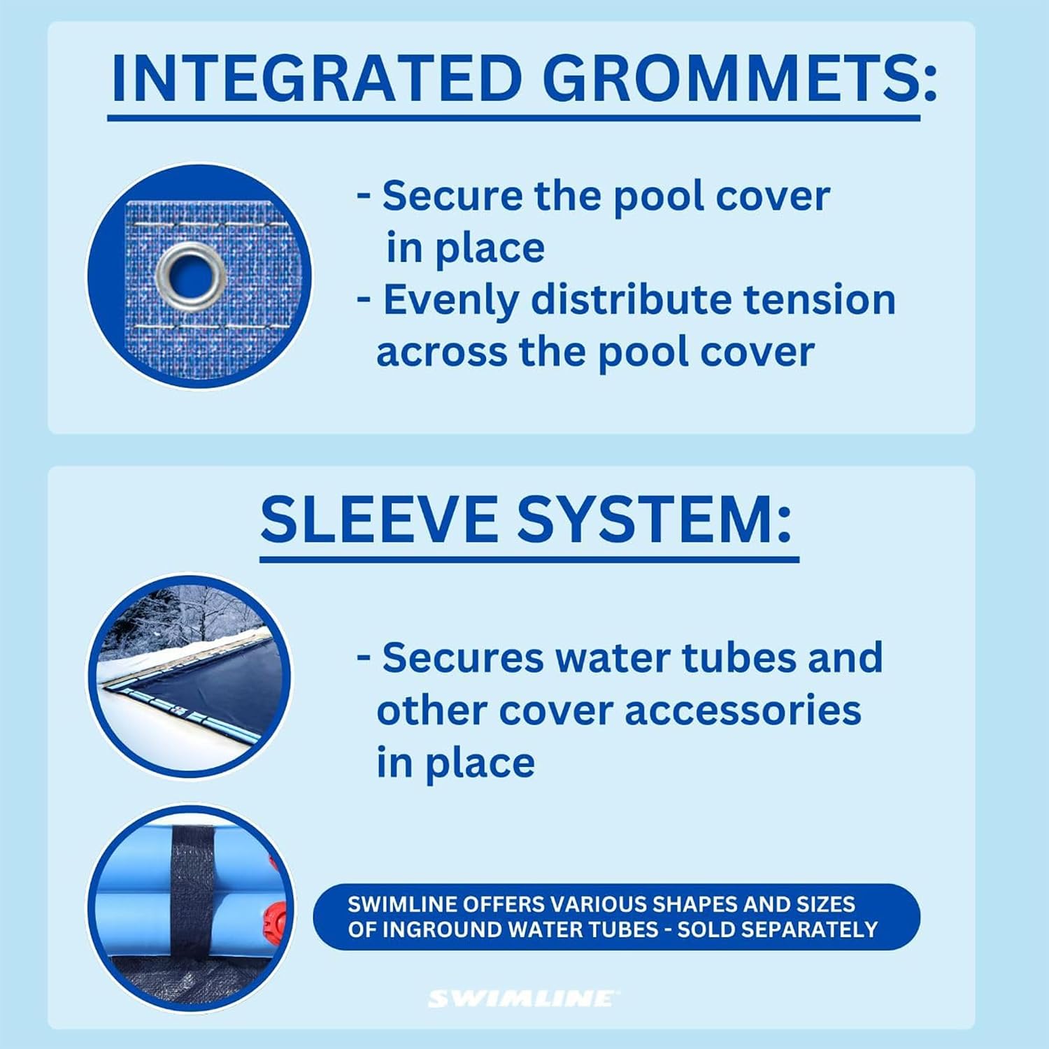 SWIMLINE HYDROTOOLS Super Guard Heavy Duty Pool Cover For Above Ground Swimming Pools |35 X 55 FT Cover | Blue / Black | Water Tube Sleeves | UV Protected For 30X50 FT Rectangle Pools | CO83555R