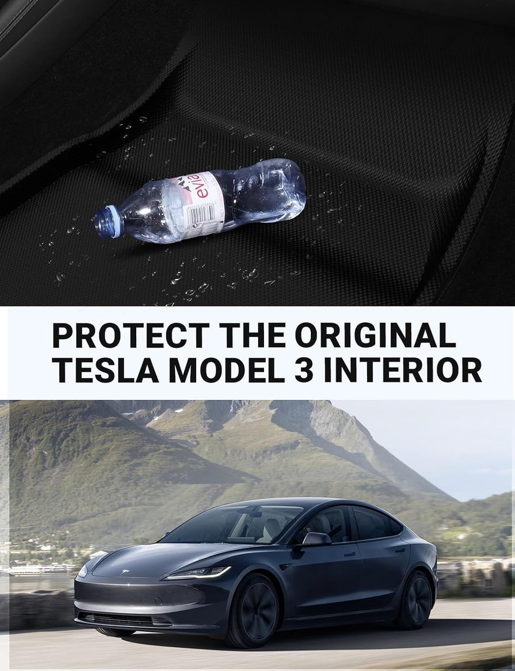 BASENOR 2026 2025 2024 6PCS Tesla Model 3 Highland Floor Mats All-Weather Car Mats Anti-Slip 3D Material Cargo Liner Trunk Mat [Proprietary Design] for Model 3 Highland Accessories