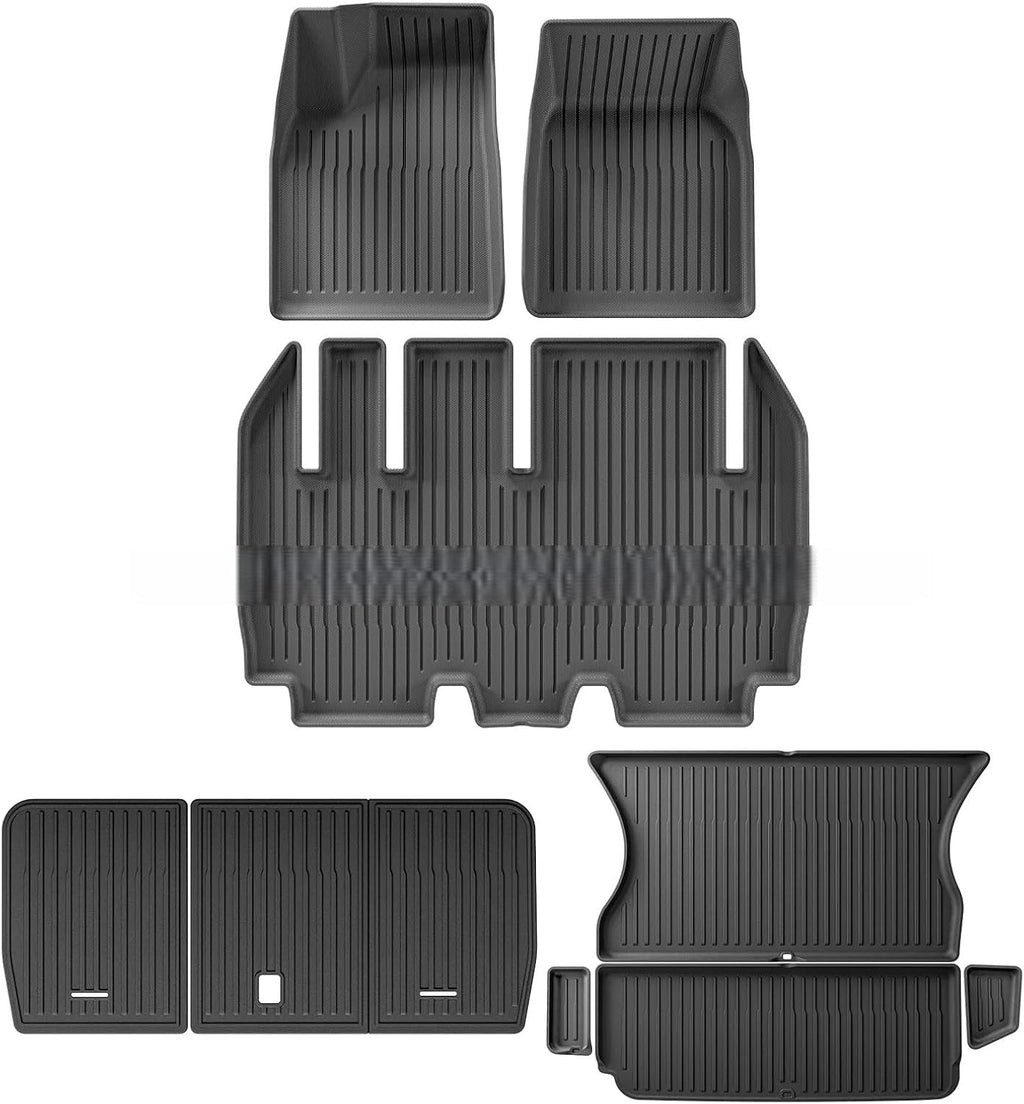 for Tesla Model X 2024 5/6/7 Seat TPE 3D Car Floor Mats Cargo Liner Trunk Pad Waterproof Protective Left Rudder(5seats 9PCS)