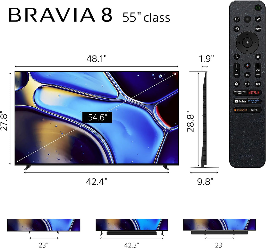 Sony K55XR80 55 Inch IMAX Enhanced Bravia OLED 4K HDR Google TV with a Walts TV Medium Full Motion Mount for 32'-65' Compatible TV's and Walts HDTV Screen Cleaner Kit (2024)